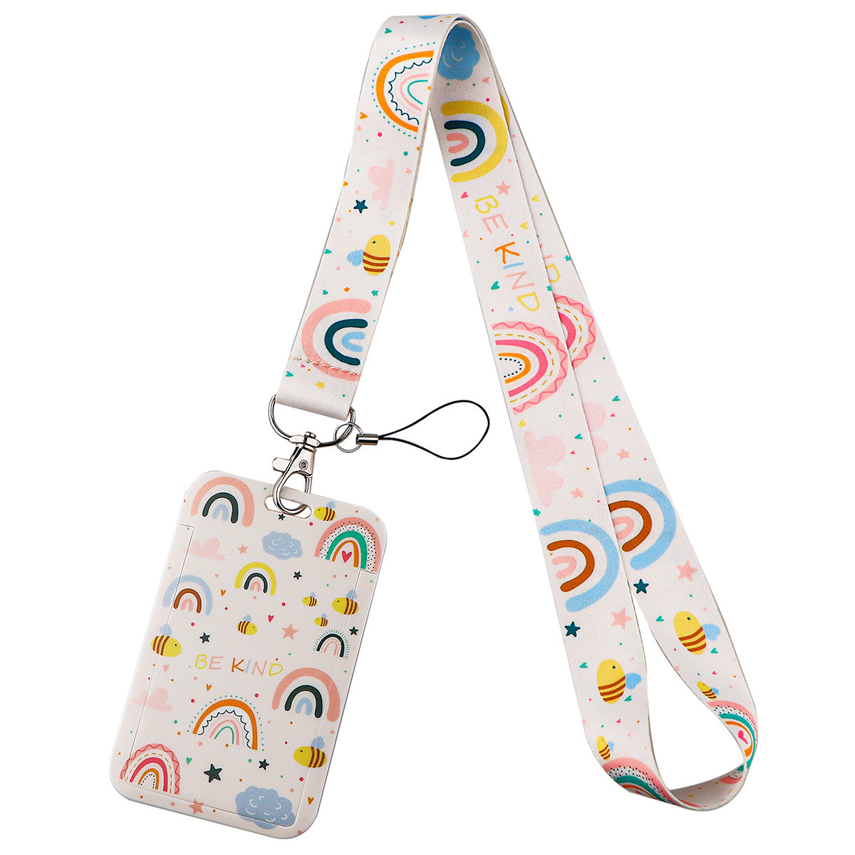 Rainbow Series Mobile Phone Hanging Rope Card Set U Disk Hanging Rope Ribbon Work Bus Listing Plastic Hard Card Set