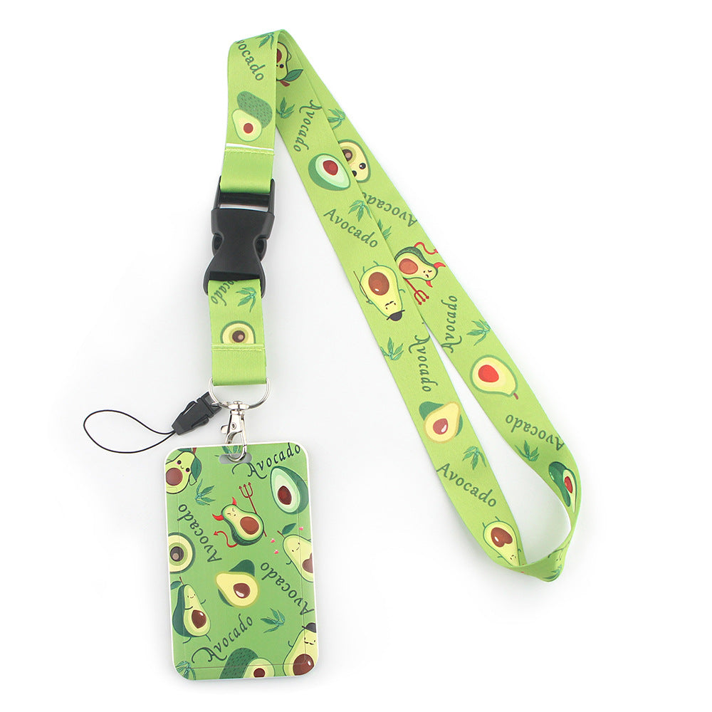 Fruit avocado pineapple strawberry lemon mobile phone rope webbing certificate bus ID card work hard shell card set