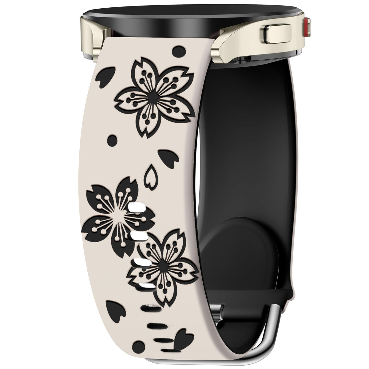 3D Laser-Engraved Silicone Watch Bands with a Three-Dimensional Two-Tone Cherry Blossom Design in a Fashionable Cherry Blossom Style