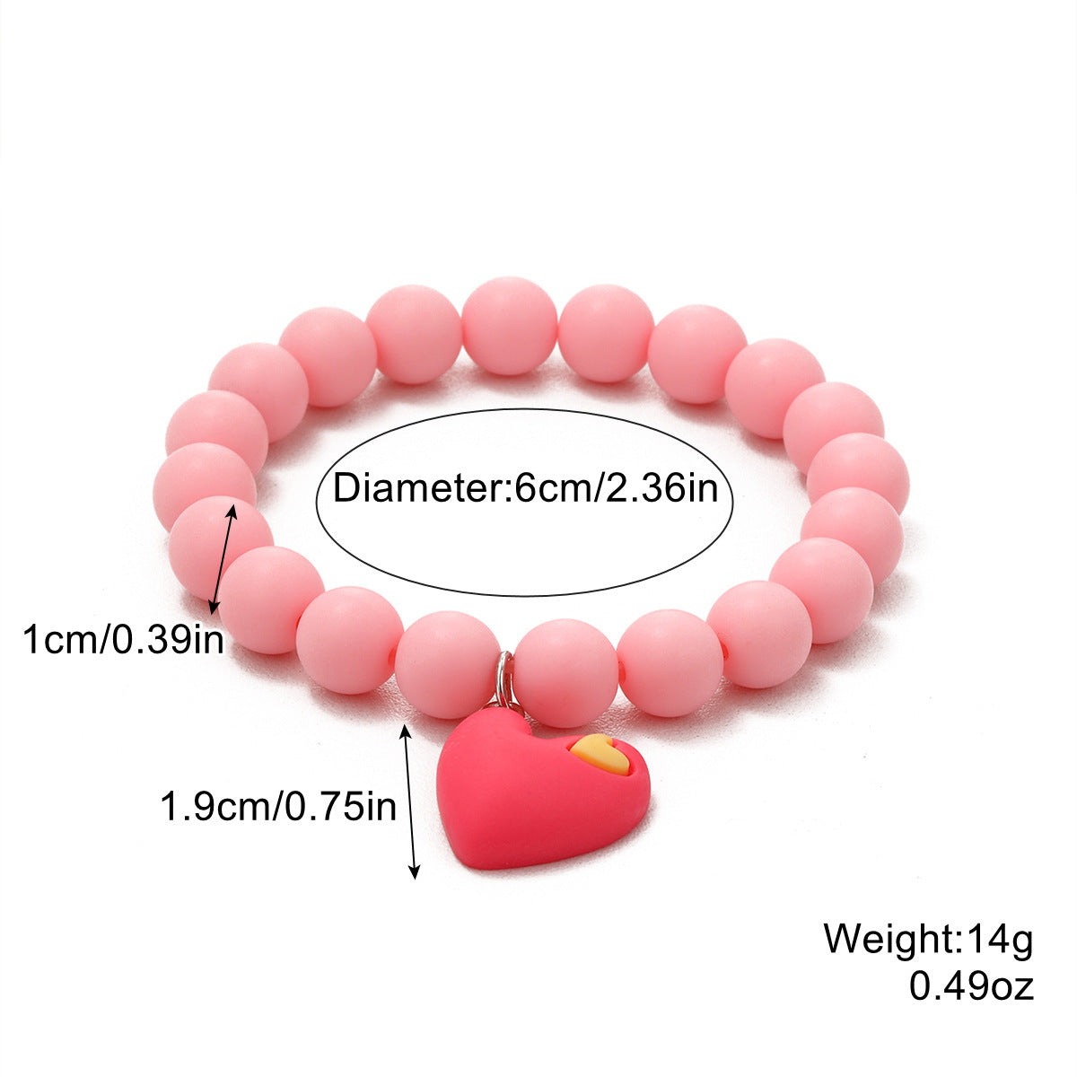 Bohemian Heart-Shaped Acrylic Cute Pink Letter Bracelet Colorful Beaded Bracelet Set