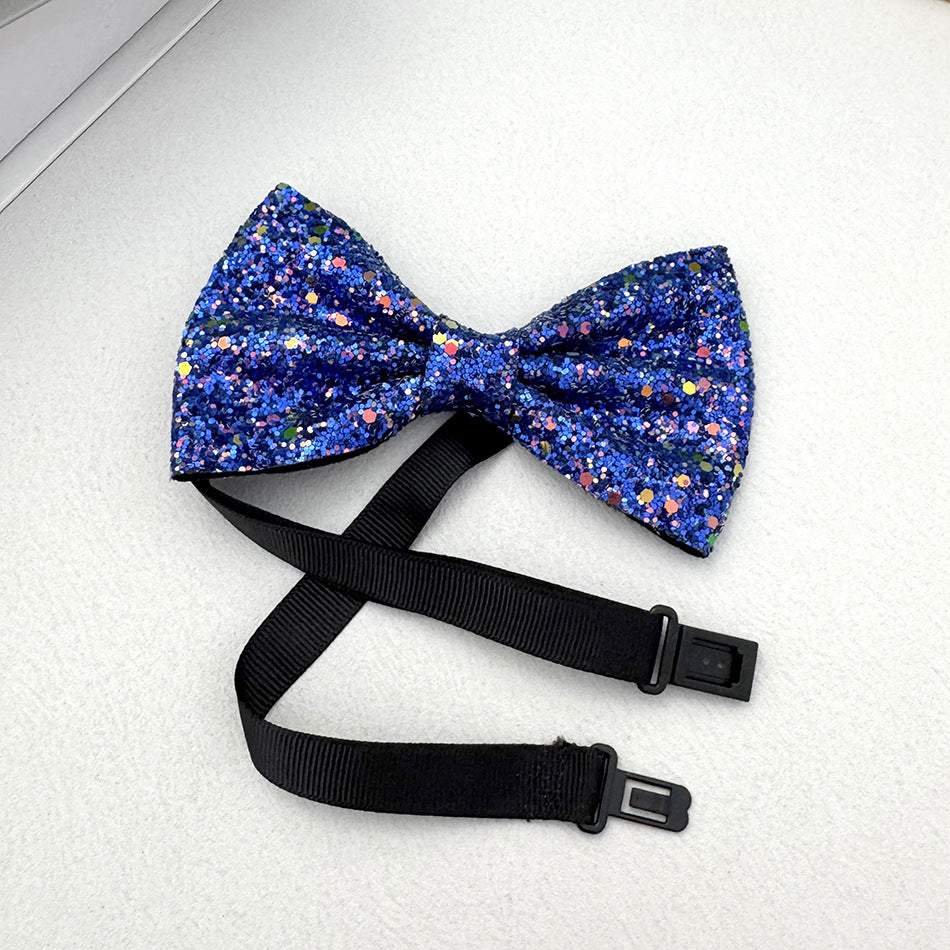 Bow Tie Men's Wine Blue Black Glitter Wedding Groom Best Man Wedding Knot-Free Men's Suit Shirt European and American Bow Tie