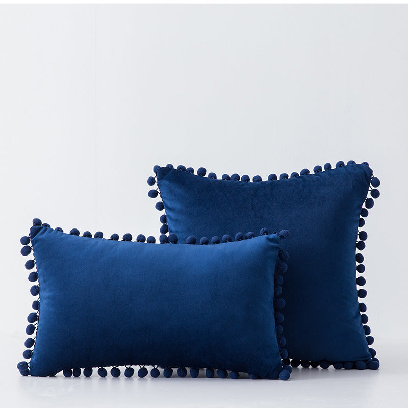 Factory in stock plain fur ball pillow modern minimalist sofa pillow bedside waist pillow cross-border delivery