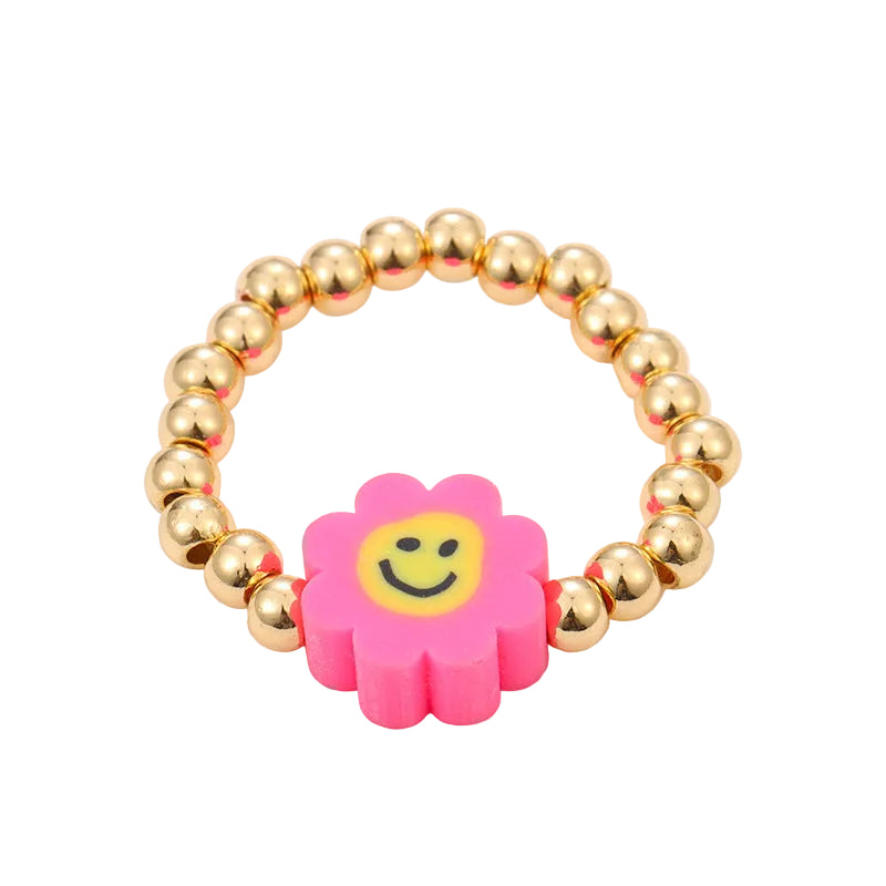 2PCs Mixed Color Beaded Star Smiley Multi-Row Stacked Summer Ring /Finger Rings/Toe Rings Set for Women