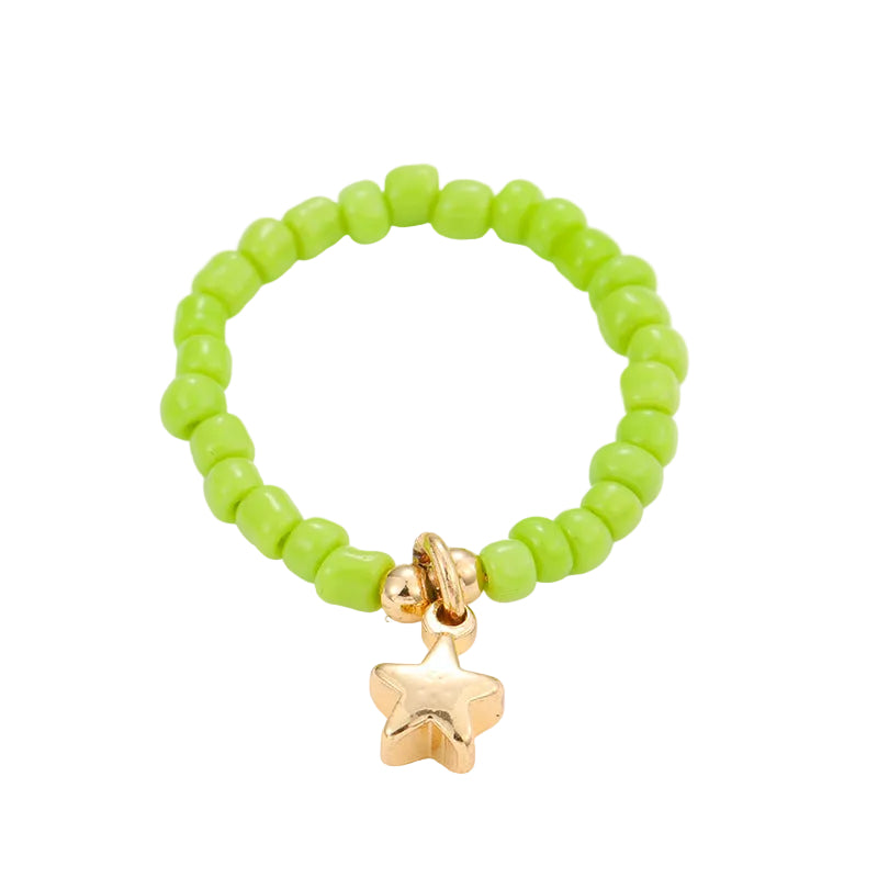 2PCs Mixed Color Beaded Star Smiley Multi-Row Stacked Summer Ring /Finger Rings/Toe Rings Set for Women