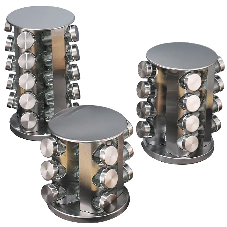 Multi-layer stainless steel rotating seasonings rack Nordic kitchen special 360 degree turntable seasonings storage rack wholesale