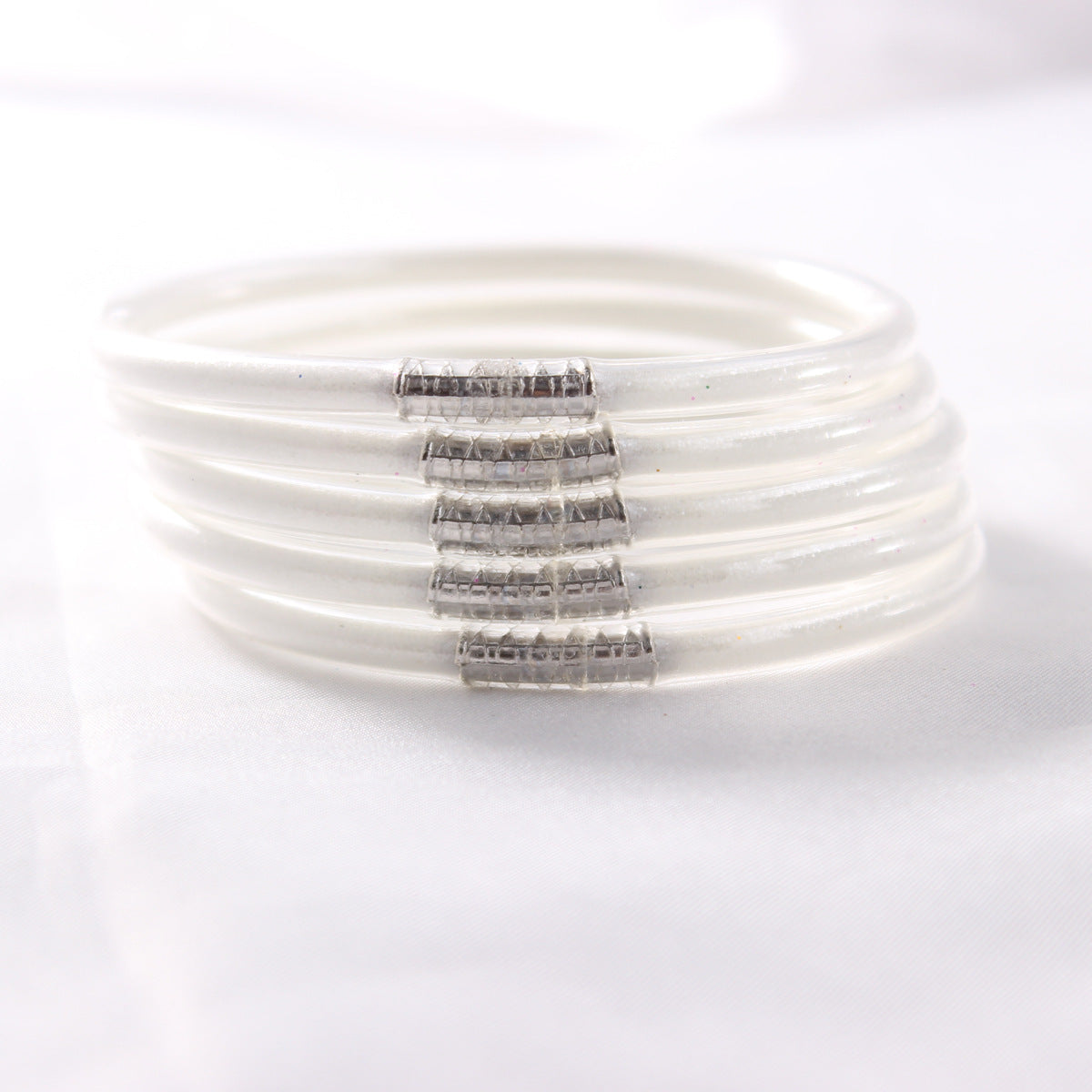 5-Layer Transparent Silicone Tube Pvc Gold Powder Bracelet with Silver Stopper Style Jelly Bangle Women's Bracelet Mixed Batch