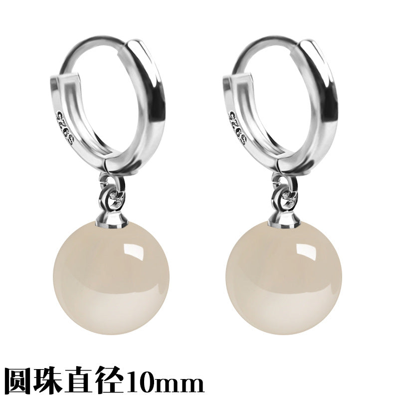 Silver-Plated Earrings Imitation 925 Natural Agate Pearl Earrings Long Female Korean Style Fashion Popular Earrings Jewelry Earrings