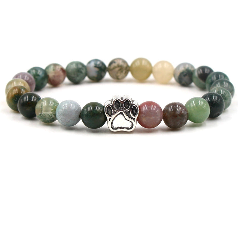 Direct manufacturer, popular on AliExpress: 8mm tiger eye stone, white turquoise, dog paw transparent elastic cord bracelet