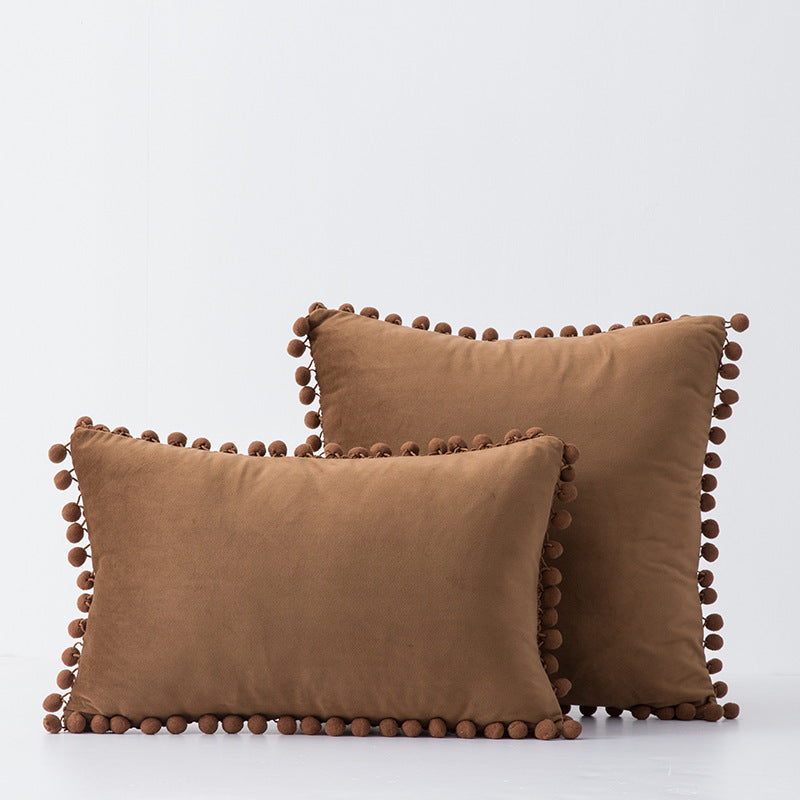 Factory in stock plain fur ball pillow modern minimalist sofa pillow bedside waist pillow cross-border delivery