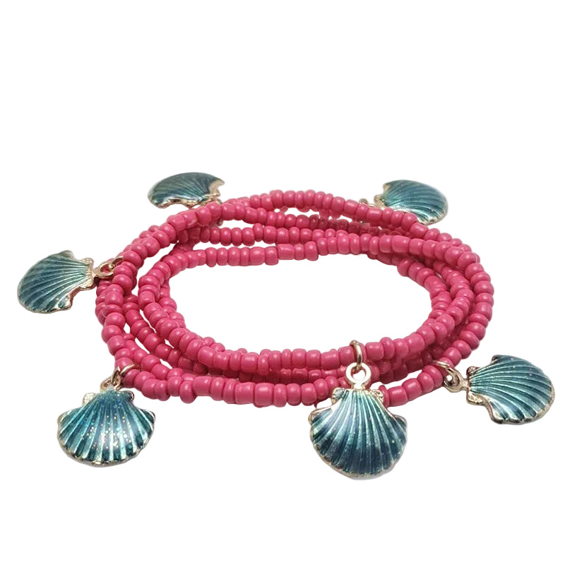 Body Chain with Glass Seed Beads, Fashionable Magic Hand Fish Pendant Accessories, Elastic Handmade Beaded Jewelry Waist Chain