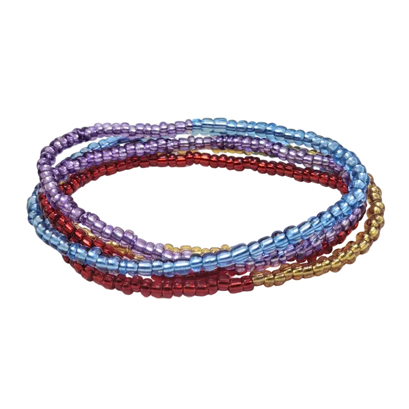 Body Chain with Glass Seed Beads, Fashionable Magic Hand Fish Pendant Accessories, Elastic Handmade Beaded Jewelry Waist Chain