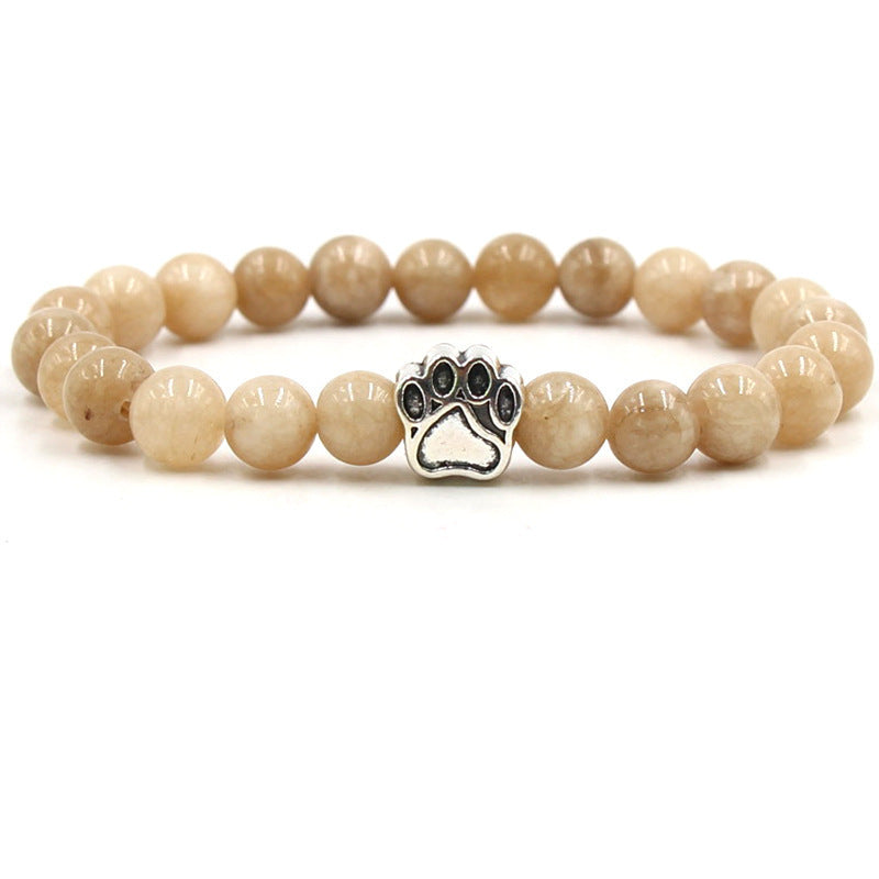 Direct manufacturer, popular on AliExpress: 8mm tiger eye stone, white turquoise, dog paw transparent elastic cord bracelet