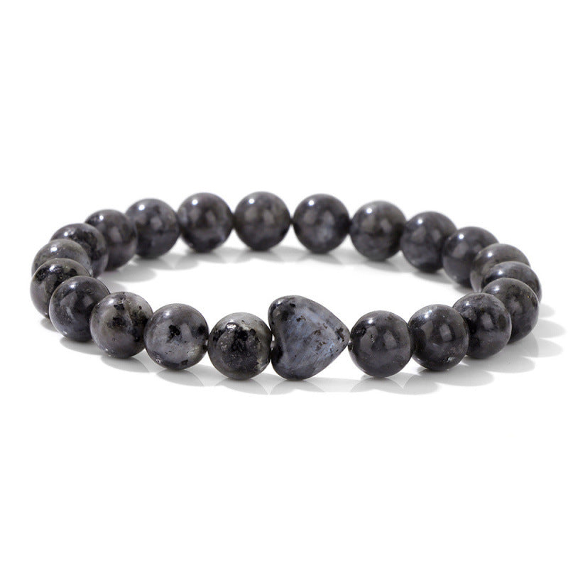 Ozone New Bracelet Natural Stone Heart Bracelet Beads Bracelet Lapis Lazuli Tiger Eye Stone Bracelet Elastic Beads Ready Stock
