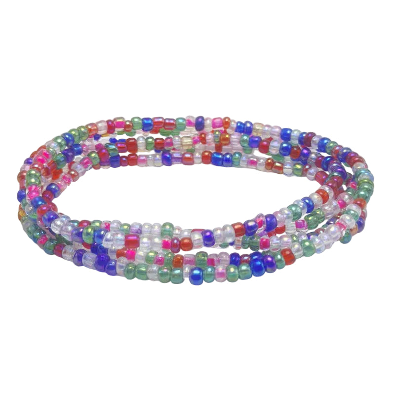 Body Chain with Glass Seed Beads, Fashionable Magic Hand Fish Pendant Accessories, Elastic Handmade Beaded Jewelry Waist Chain
