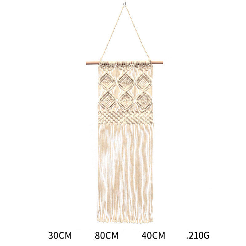 Bohemian Hand-Woven Cotton Rope Tapestry White Cotton Decorative Tapestry Amazon Bedroom Home Retro Style