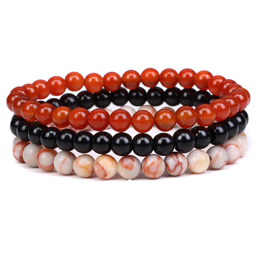 New European and American Trendy Jewelry: Gravel Bead Bracelet, Pink Crystal, Tiger Eye, Agate Stone Combination Set, Elastic Bracelet