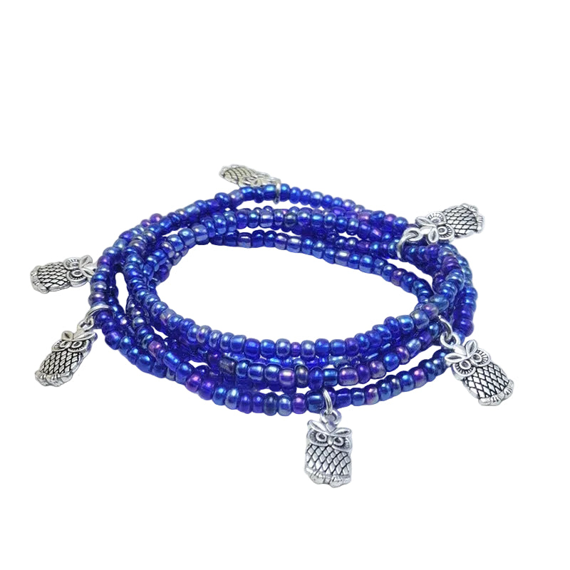Body Chain with Glass Seed Beads, Fashionable Magic Hand Fish Pendant Accessories, Elastic Handmade Beaded Jewelry Waist Chain