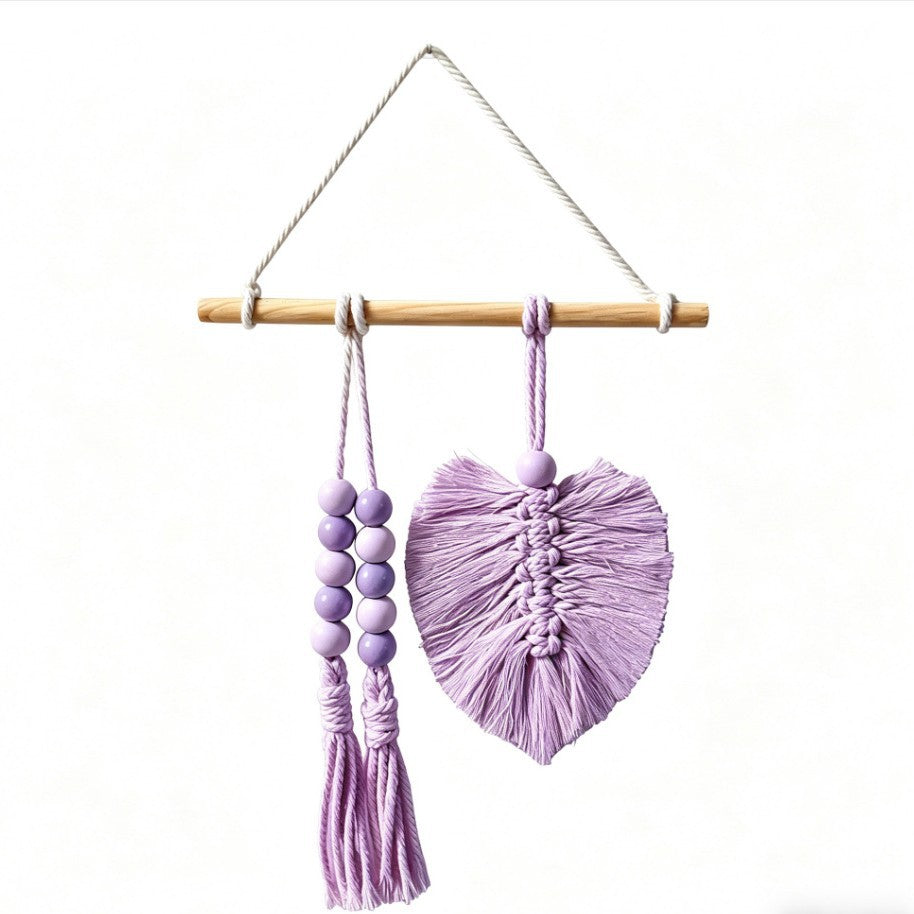Creative Hand-Woven Cotton Rope Leaf Tapestry Bohemian Style Home Wall Decoration Room Wall Hanging Illustration Children