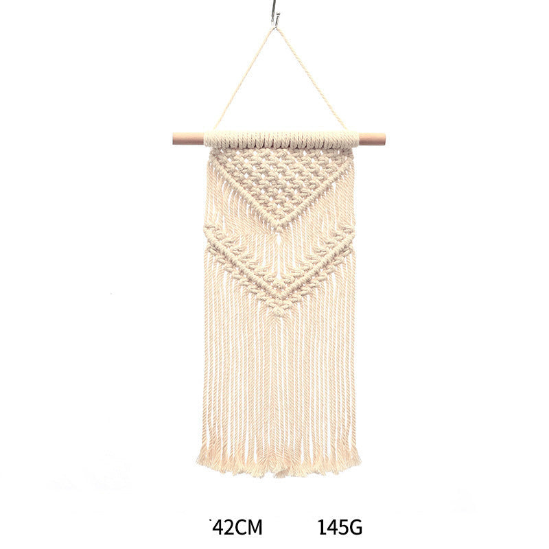 Bohemian Hand-Woven Cotton Rope Tapestry White Cotton Decorative Tapestry Amazon Bedroom Home Retro Style