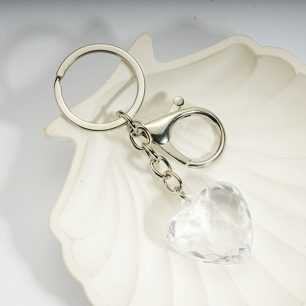 Transparent Heart-Shaped Imitation Crystal Acrylic Peach Heart Pendant Keychain Heart-Shaped Bag Charm