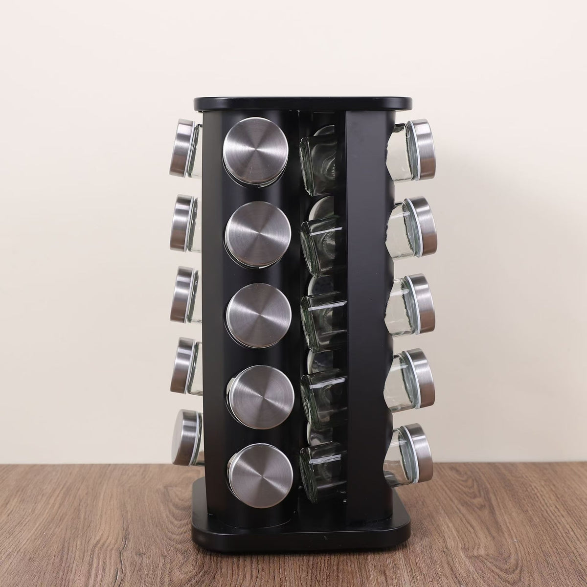 Multi-layer stainless steel rotating seasonings rack Nordic kitchen special 360 degree turntable seasonings storage rack wholesale