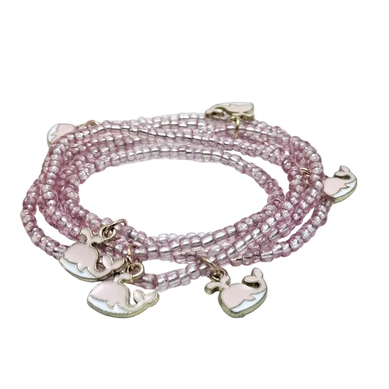 Body Chain with Glass Seed Beads, Fashionable Magic Hand Fish Pendant Accessories, Elastic Handmade Beaded Jewelry Waist Chain