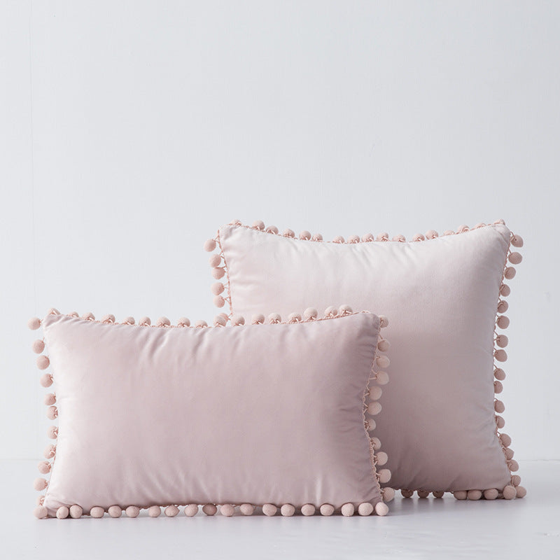 Factory in stock plain fur ball pillow modern minimalist sofa pillow bedside waist pillow cross-border delivery