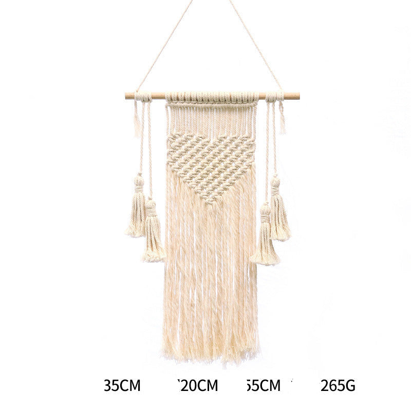 Bohemian Hand-Woven Cotton Rope Tapestry White Cotton Decorative Tapestry Amazon Bedroom Home Retro Style