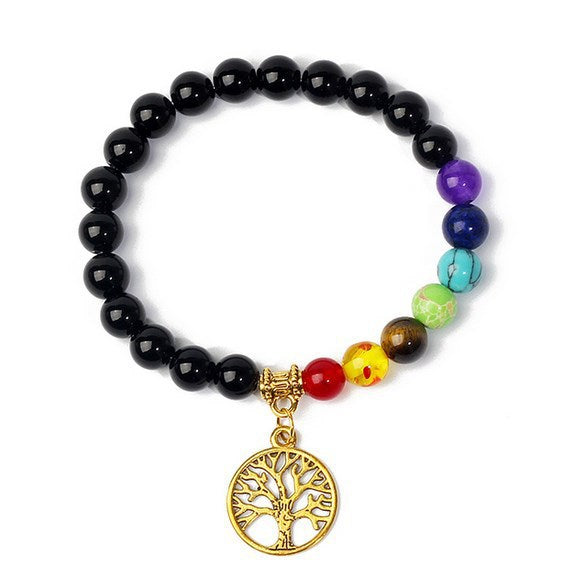 8mm black stone volcanic stone tag life tree shining stone lapis lazuli yellow tiger eye stone yoga bracelet supply d32