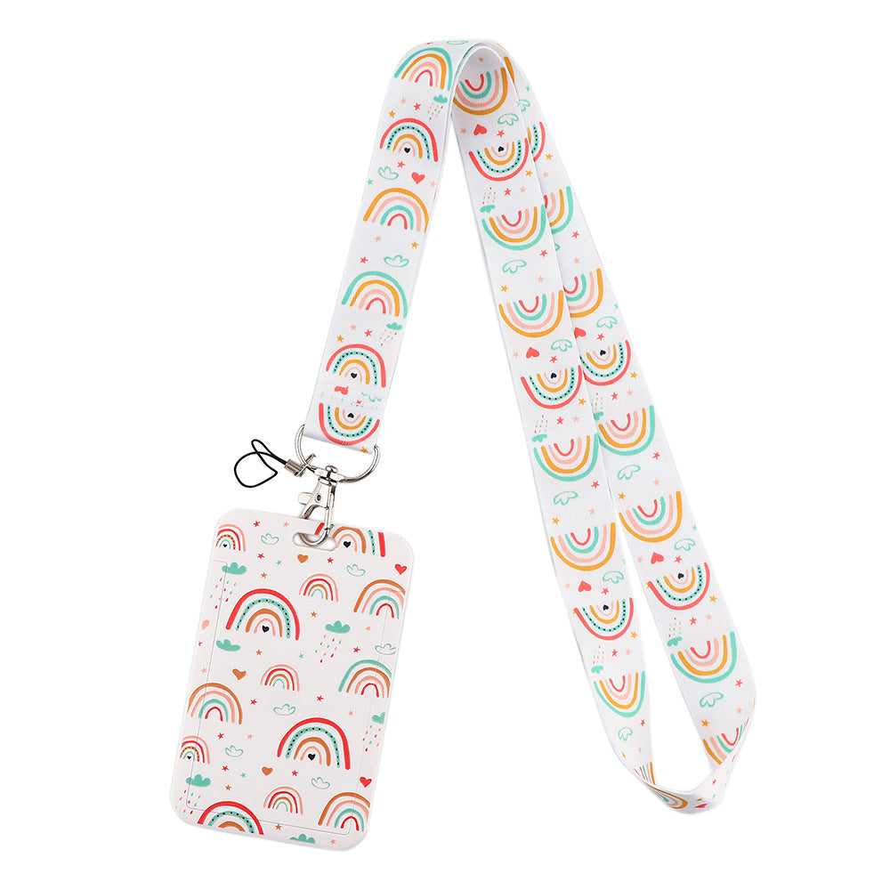 Rainbow Series Mobile Phone Hanging Rope Card Set U Disk Hanging Rope Ribbon Work Bus Listing Plastic Hard Card Set