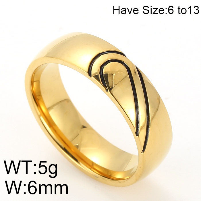 Qixi gift Korean style new titanium steel heart-shaped couple ring creative couple ring in stock wholesale