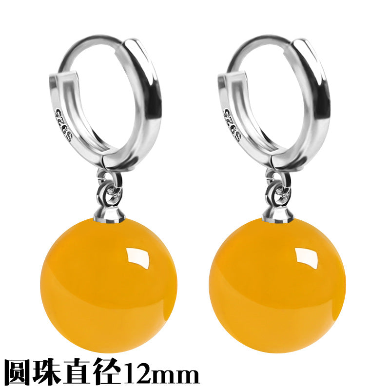 Silver-Plated Earrings Imitation 925 Natural Agate Pearl Earrings Long Female Korean Style Fashion Popular Earrings Jewelry Earrings