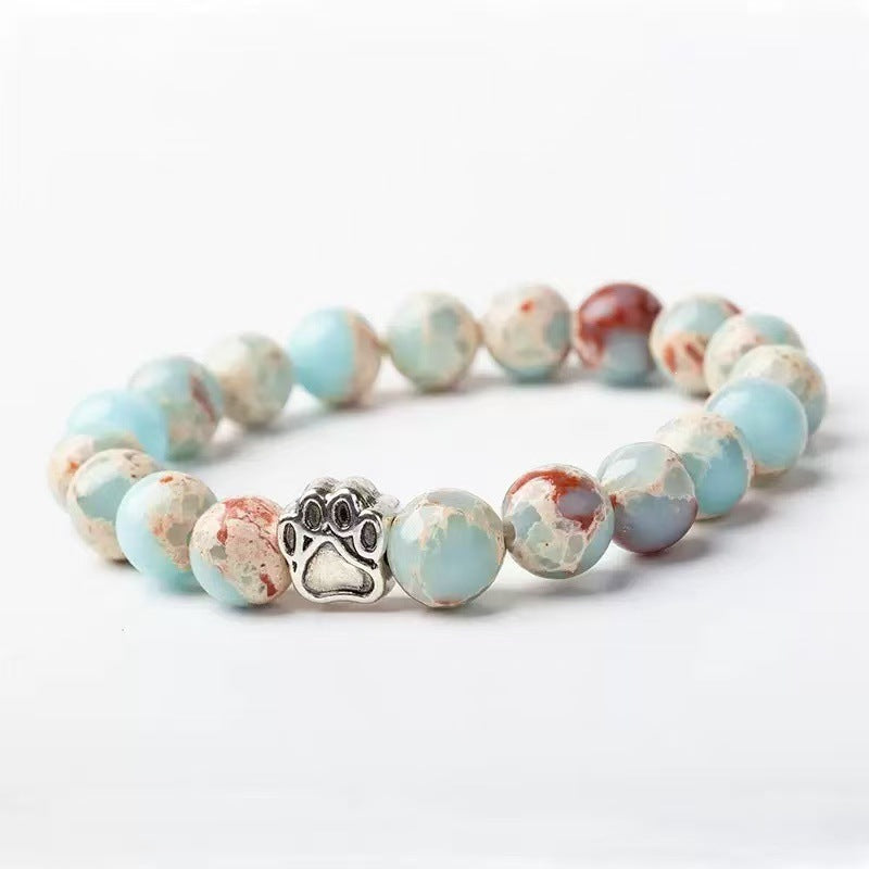 Direct manufacturer, popular on AliExpress: 8mm tiger eye stone, white turquoise, dog paw transparent elastic cord bracelet