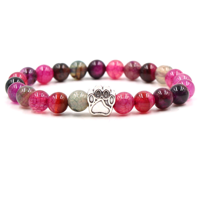 Direct manufacturer, popular on AliExpress: 8mm tiger eye stone, white turquoise, dog paw transparent elastic cord bracelet