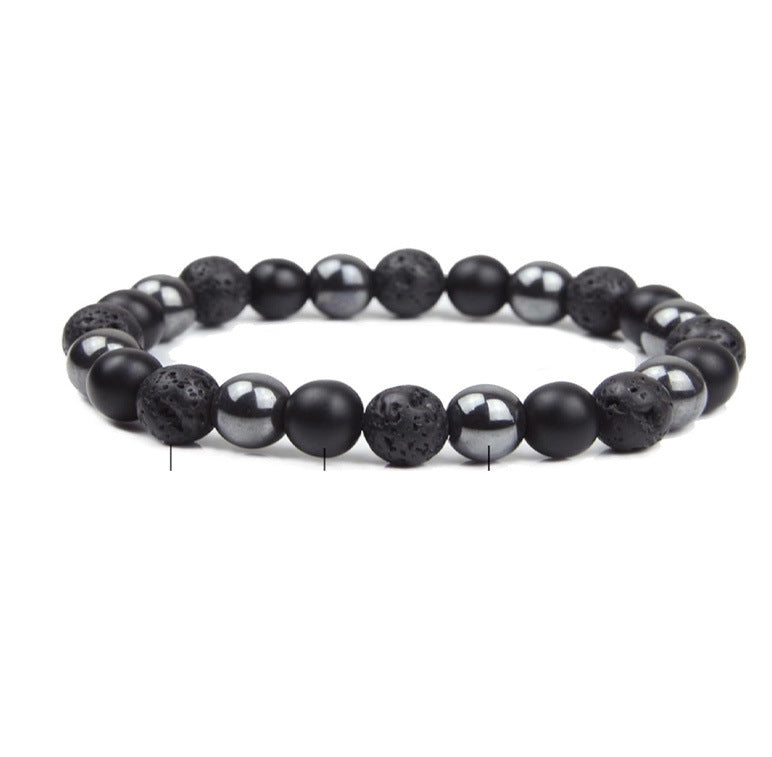 Popular Amazon European and American Men's Fashion Set, Stylish Tiger Eye Volcanic Stone Bracelet, White Pine Snowflake Bracelet, Versatile Accessories