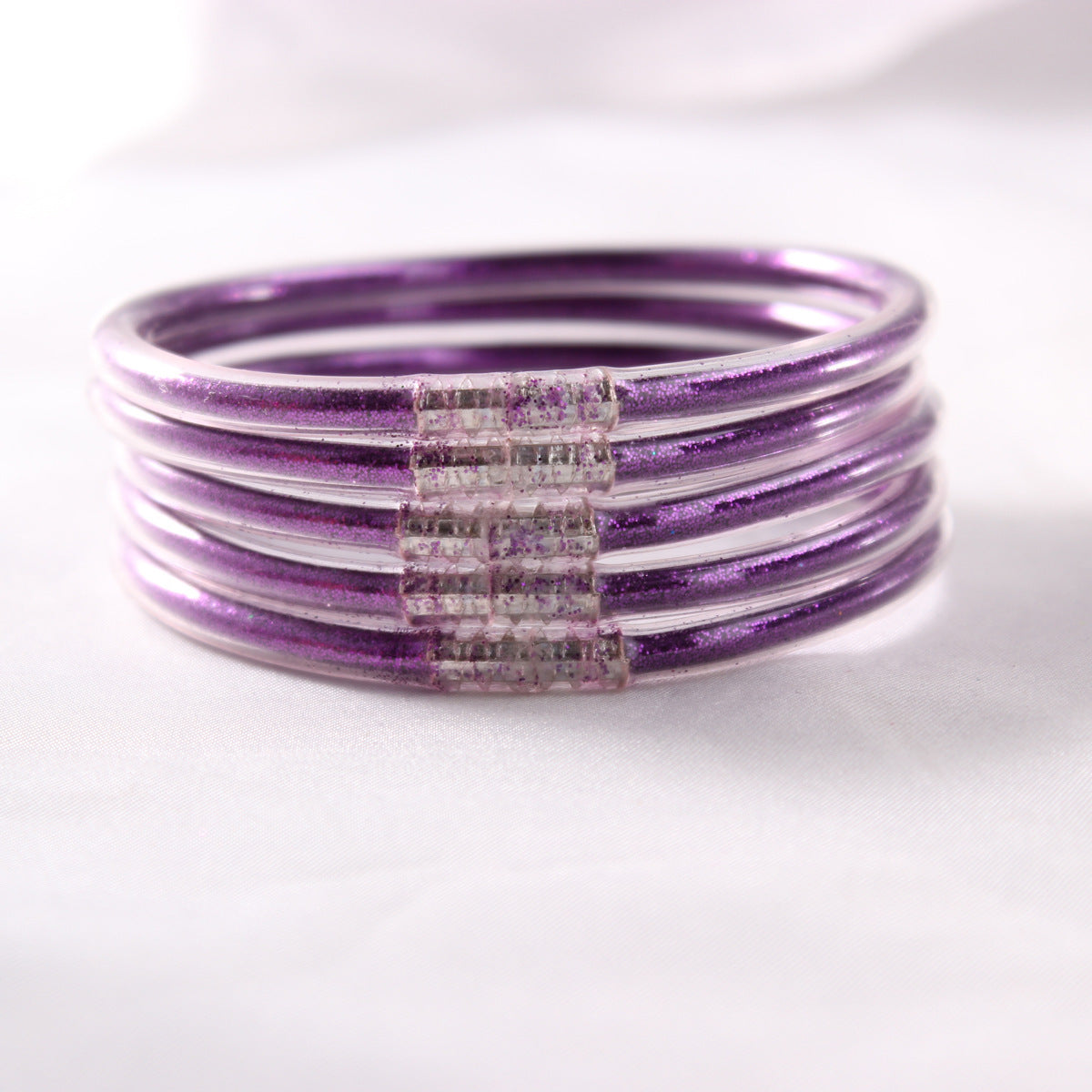 5-Layer Transparent Silicone Tube Pvc Gold Powder Bracelet with Silver Stopper Style Jelly Bangle Women's Bracelet Mixed Batch