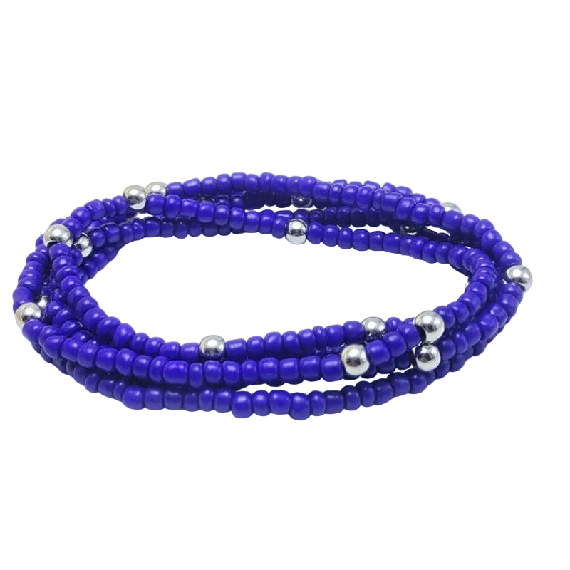 Body Chain with Glass Seed Beads, Fashionable Magic Hand Fish Pendant Accessories, Elastic Handmade Beaded Jewelry Waist Chain