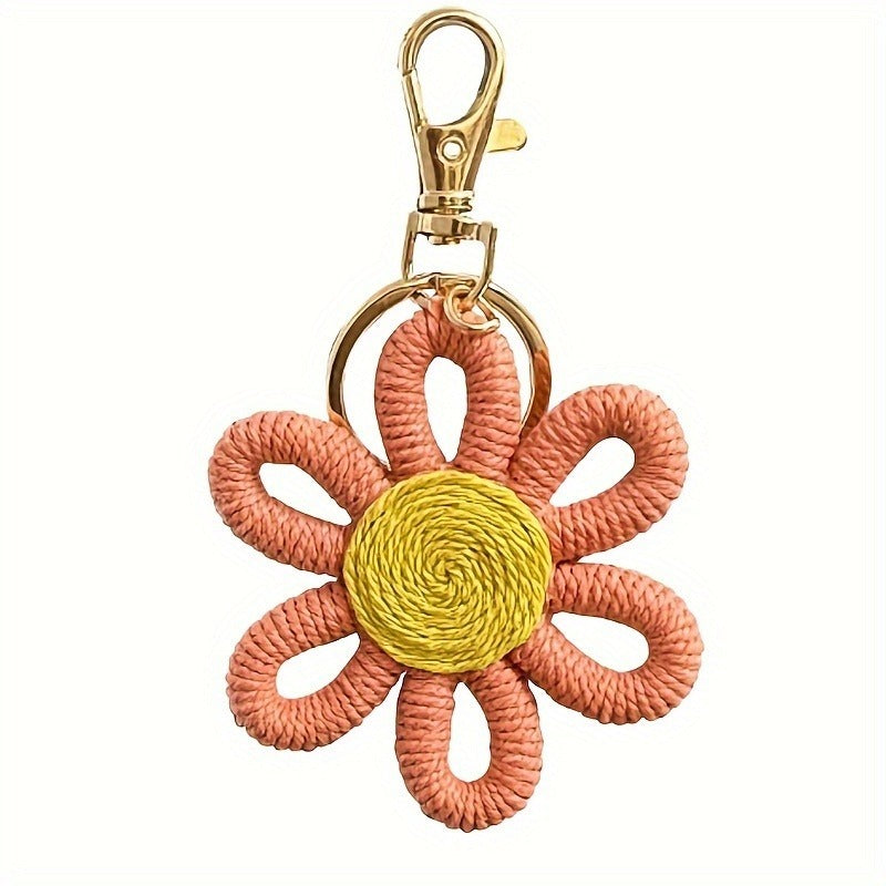 Simple Daisy Keychain Flower Sunflower Woven Simple Pendant Car Ring Gift