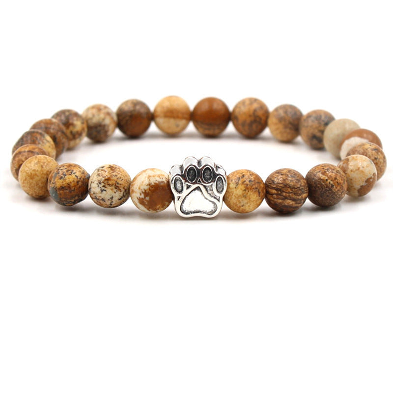 Direct manufacturer, popular on AliExpress: 8mm tiger eye stone, white turquoise, dog paw transparent elastic cord bracelet