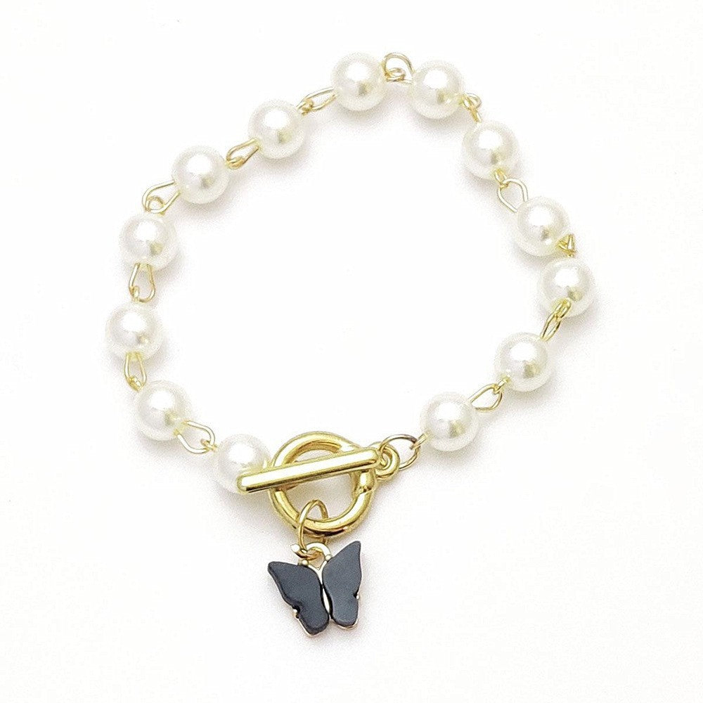 Butterfly pendant pearl bracelet women's Japanese and Korean fashion pearl bracelet