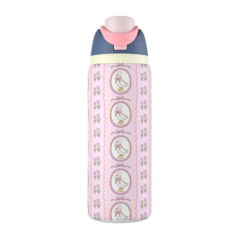 Water Cup 304 Vacuum Stainless Steel Thermos Cup Portable Satchel Straw Double Drink Sports Water Bottle for Men and Women