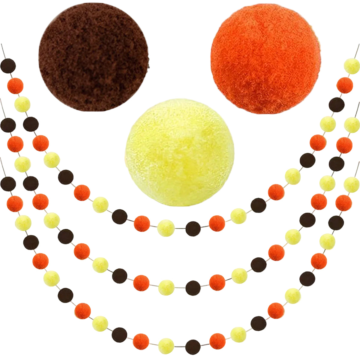 3-piece set of Halloween-themed ins-style pom-pom garlands for party