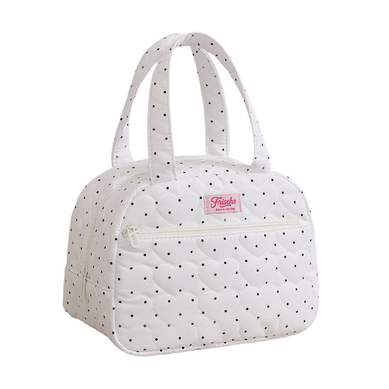 Runhui's New Quilted Semi-Circular Portable Lunch Bag, Student Lunch Box Bag, Lunch Bag for Office Workers, Outdoor Insulated Bag