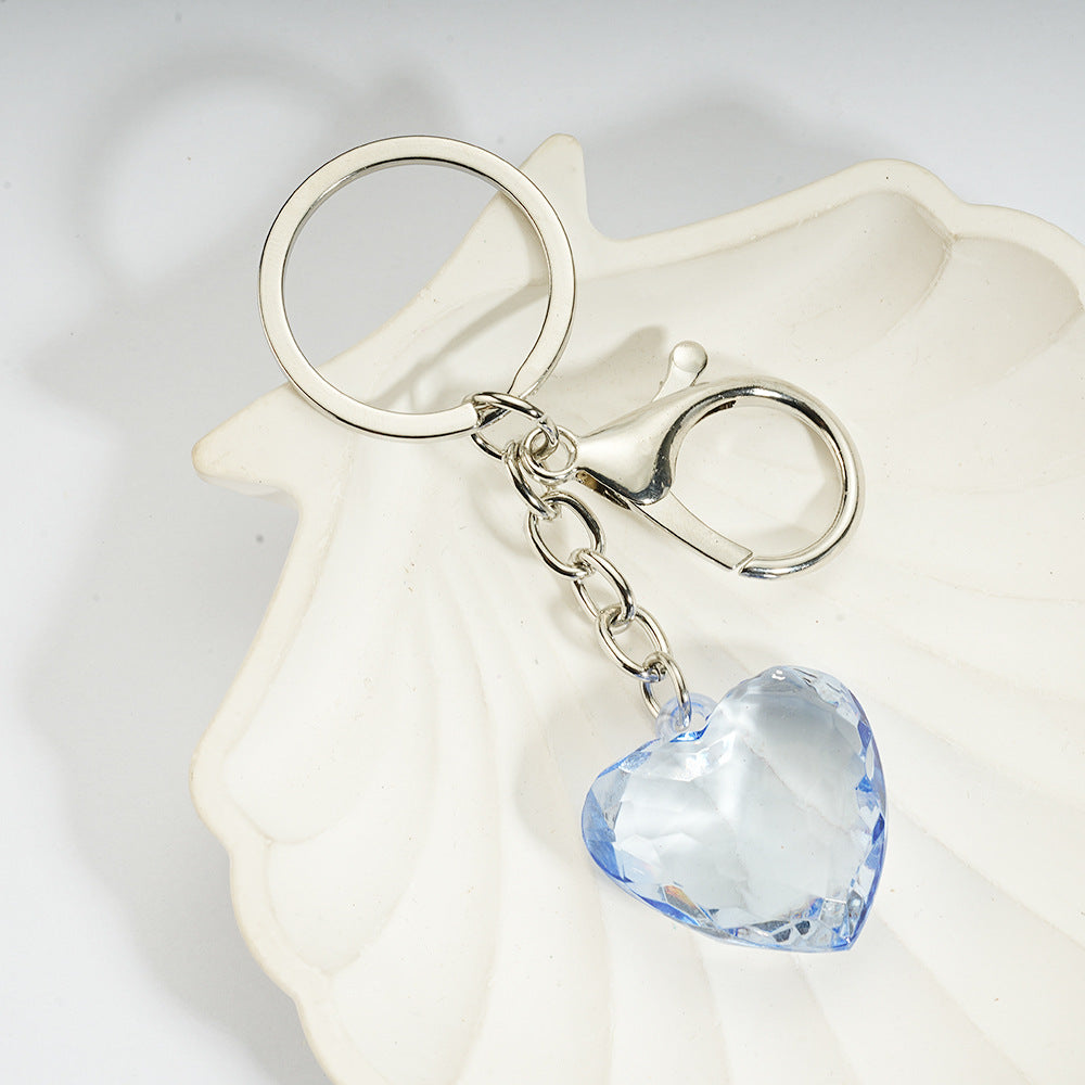 Transparent Heart-Shaped Imitation Crystal Acrylic Peach Heart Pendant Keychain Heart-Shaped Bag Charm