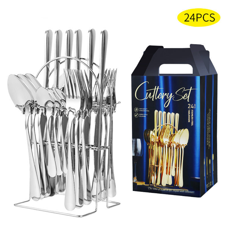 Stainless Steel Amazon 1010 Cutlery Set 24-Piece Gift Box Western Steak Knife, Fork, Spoon Gift Set