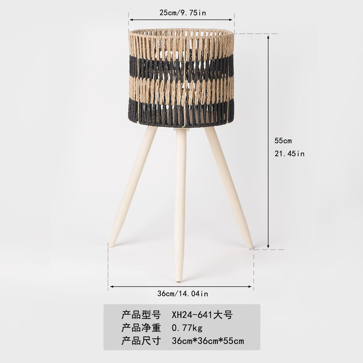 Nordic Style Rattan Flower Pot Indoor Balcony Living Room Plant Green Rose Hand-Woven Wooden High Foot Floor Flower Rack