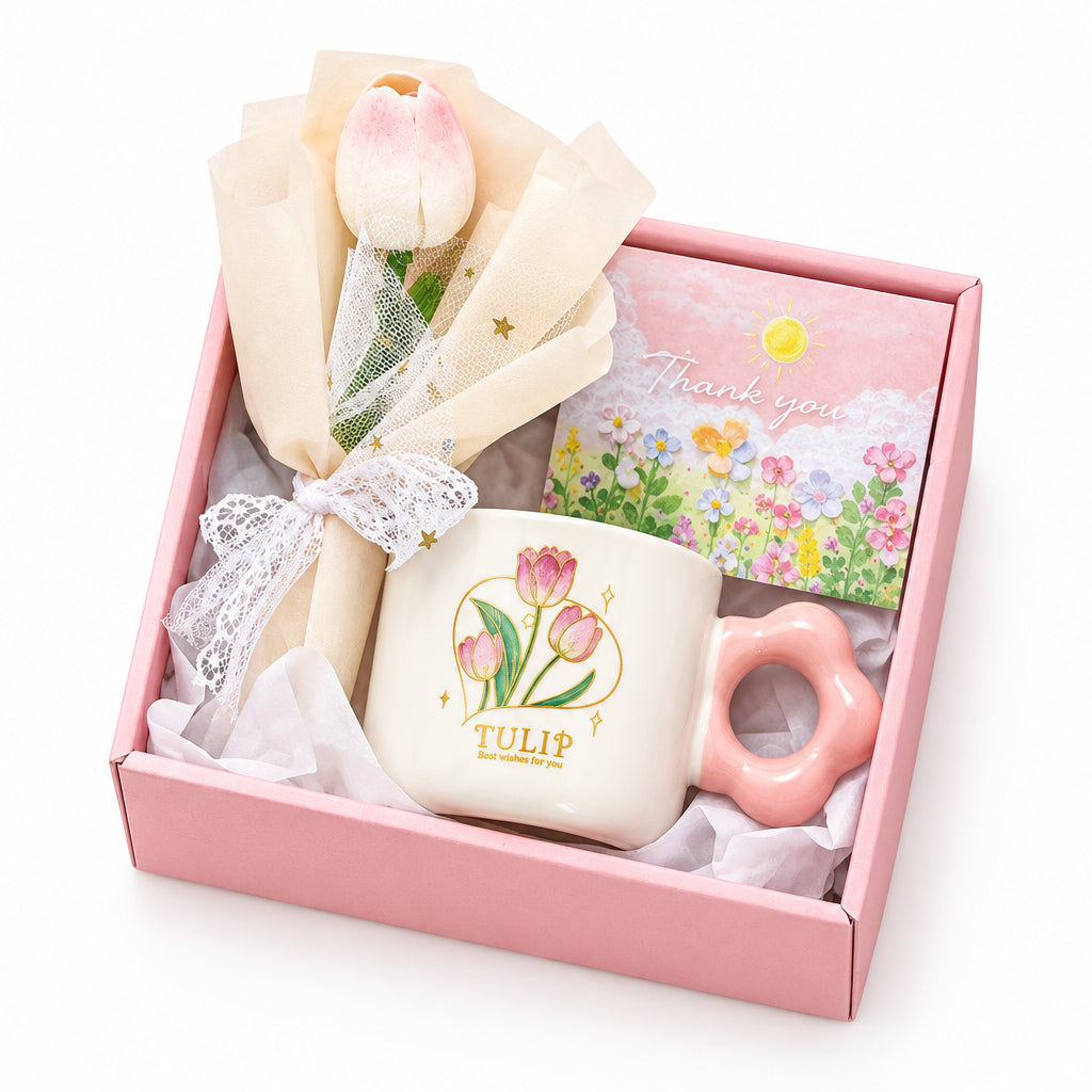 Birthday Gift Small Fresh Tulip Cup Ceramic Cup Girl's Heart Accompanying Gift for Best Friends Practical Mug