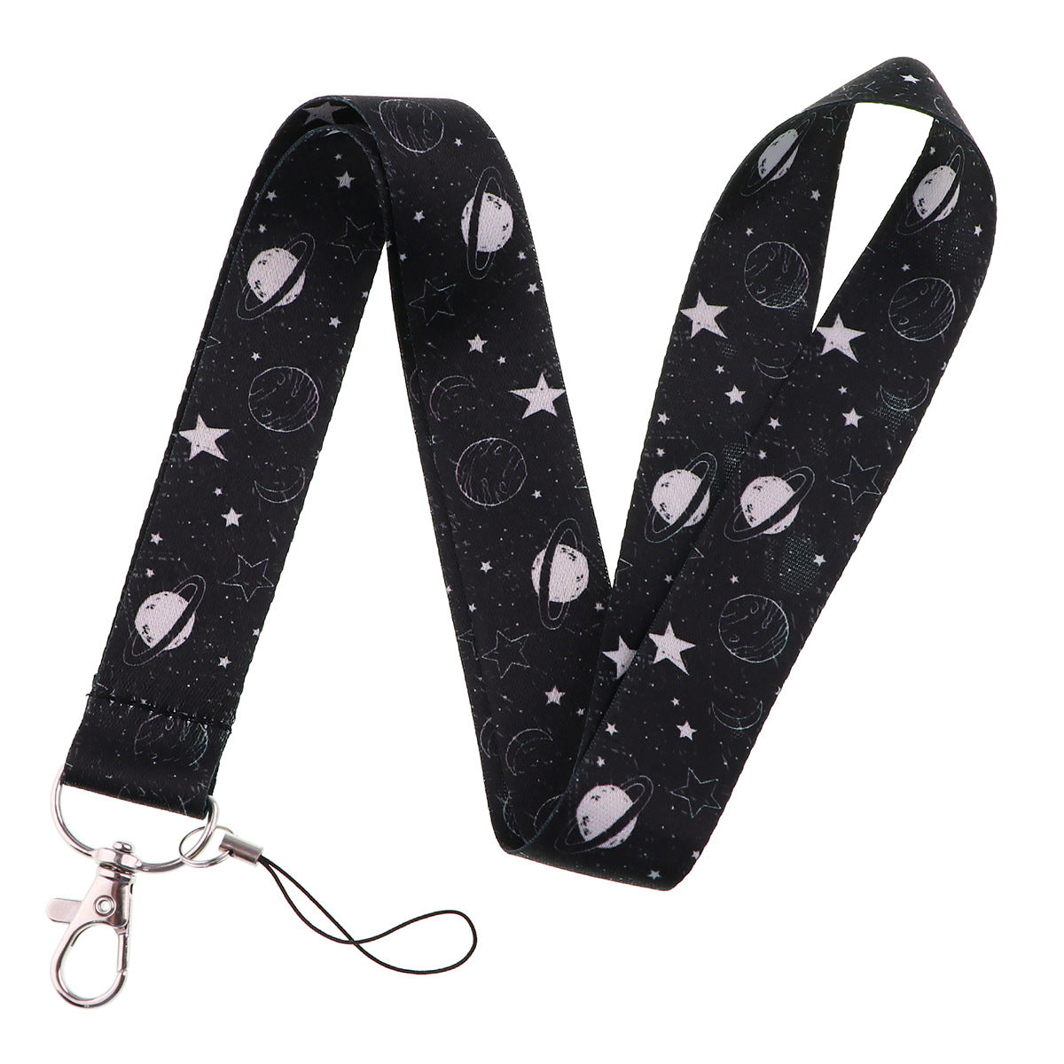 Starry Sky Planet Moon Mobile Phone Cartoon Lanyard Id Card Tag Hanging Neck Key Chain