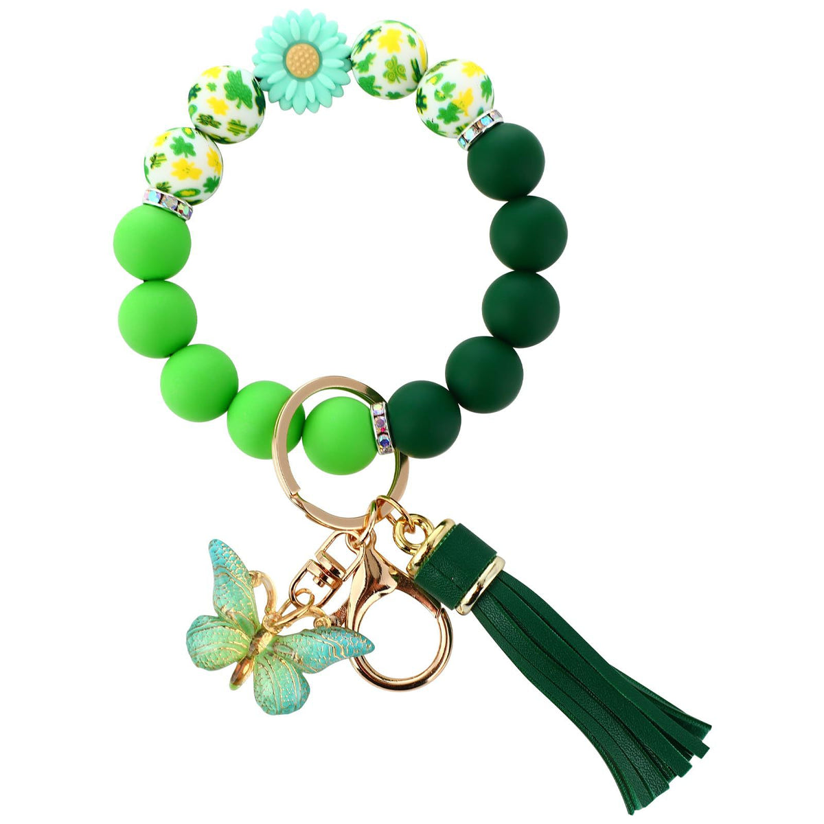 Cute  Daisy Silicone Beads and Butterfly Pendant Suitable for Women's Car Keychains