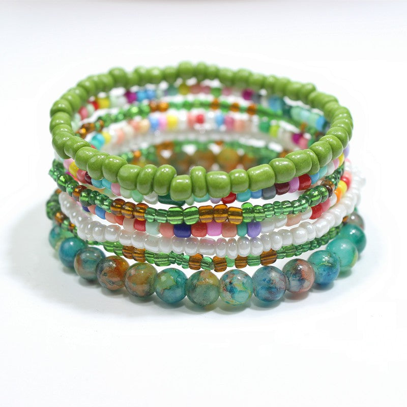 Vacation-Style Handmade Beaded Multi-Layered Seed Bead and Glass Mix-And-Match Stackable Jewelry Bracelets Wholesale